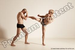 Underwear Martial art Man - Man White Moving poses Slim Short Blond Dynamic poses Academic